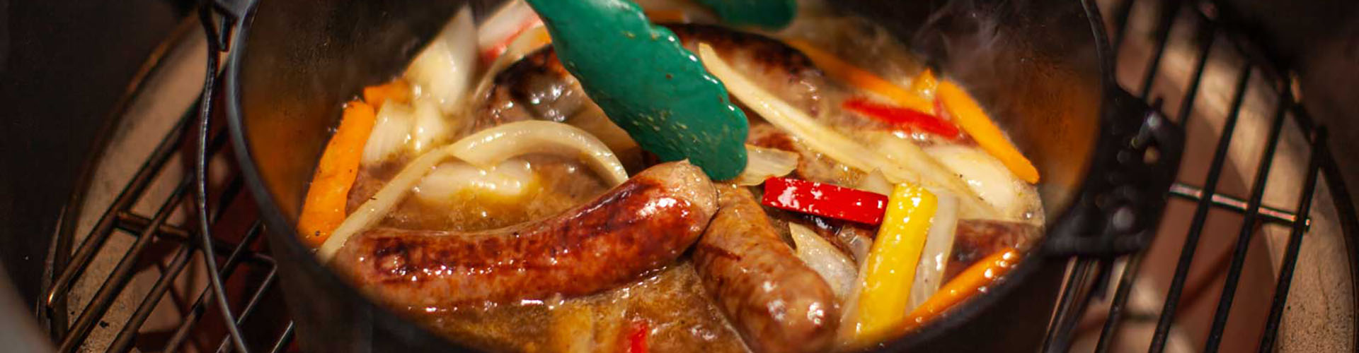 Beer Braised Brats, Onions and Peppers